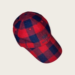 BALENCIAGA Men's Flannel Baseball Cap Red/Blue Large NEW